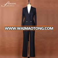 Ladies office 100% wool stripe fabric 2016 new designs fashion suits fancy ladies suits